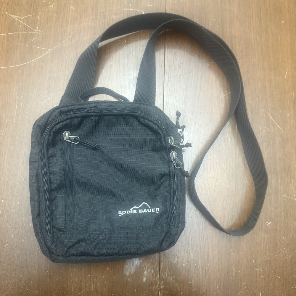 Eddie Bauer Crossbody Sling Bag Black Nylon Travel Hiking Adjustable Strap